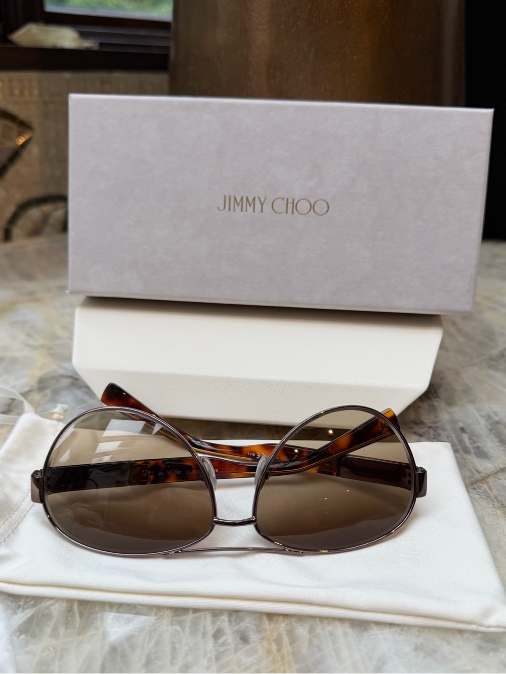Jimmy Choo Brown Tortoiseshell Frame Sunglasses